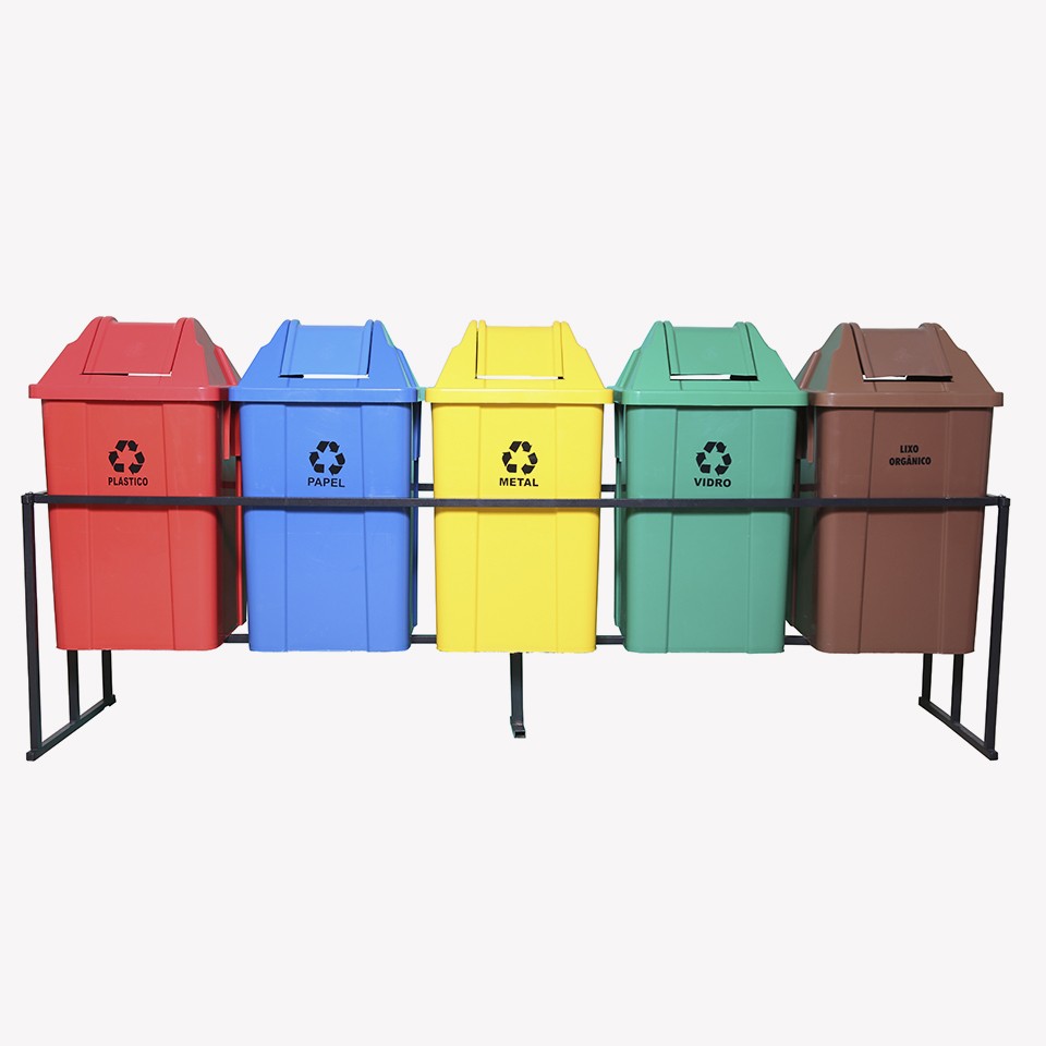 Suporte Seletivo Ecobox COM 5 Lixeiras 60 Litros J.