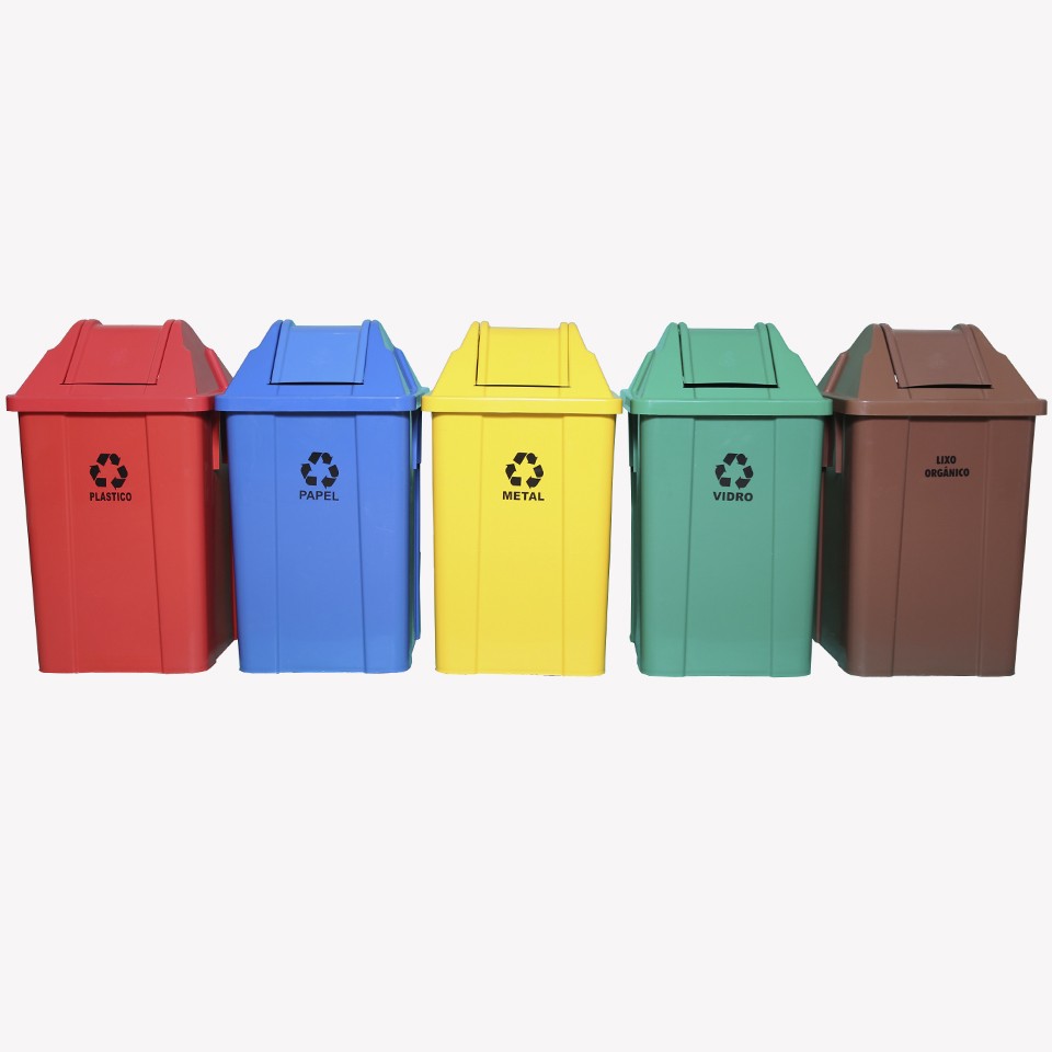 Lixeira J 100 Litros Quadrada Tampa V.V.