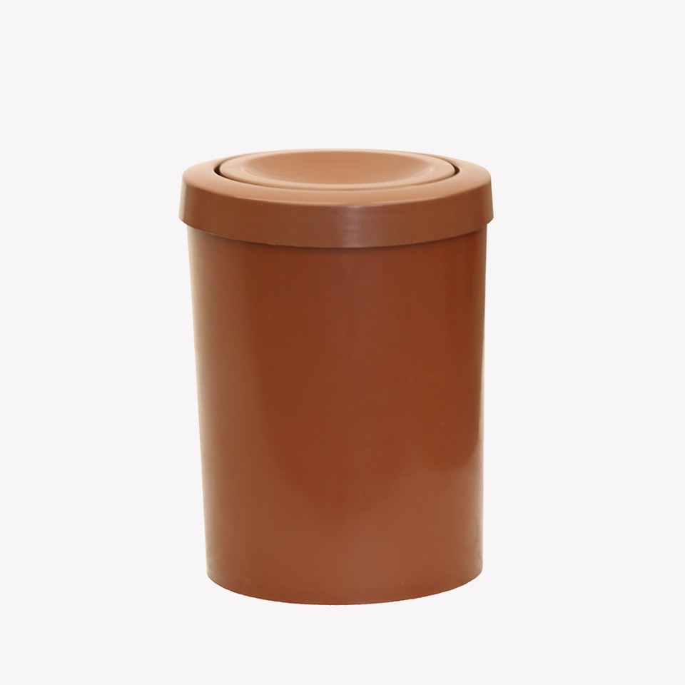 Lixeira cilíndrica 12 Litros marrom com tampa meia esfera 