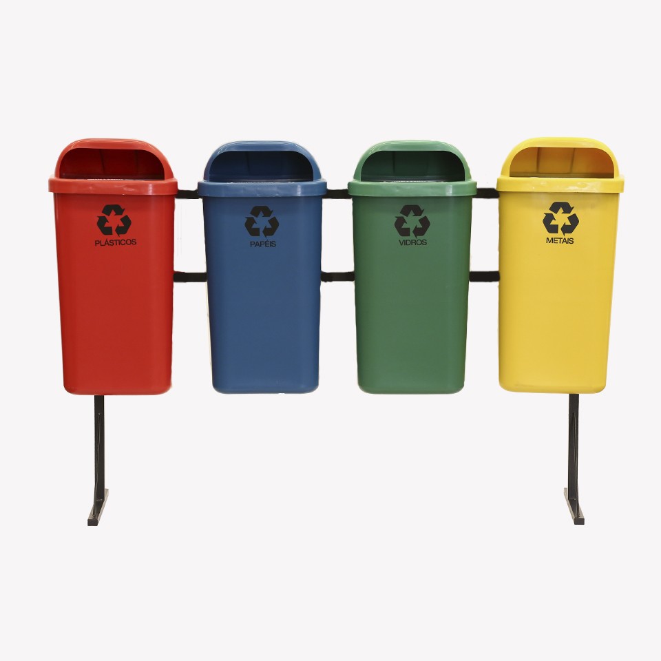 Suporte Seletivo Papeleira LP COM 4 Lixeiras 50 Litros