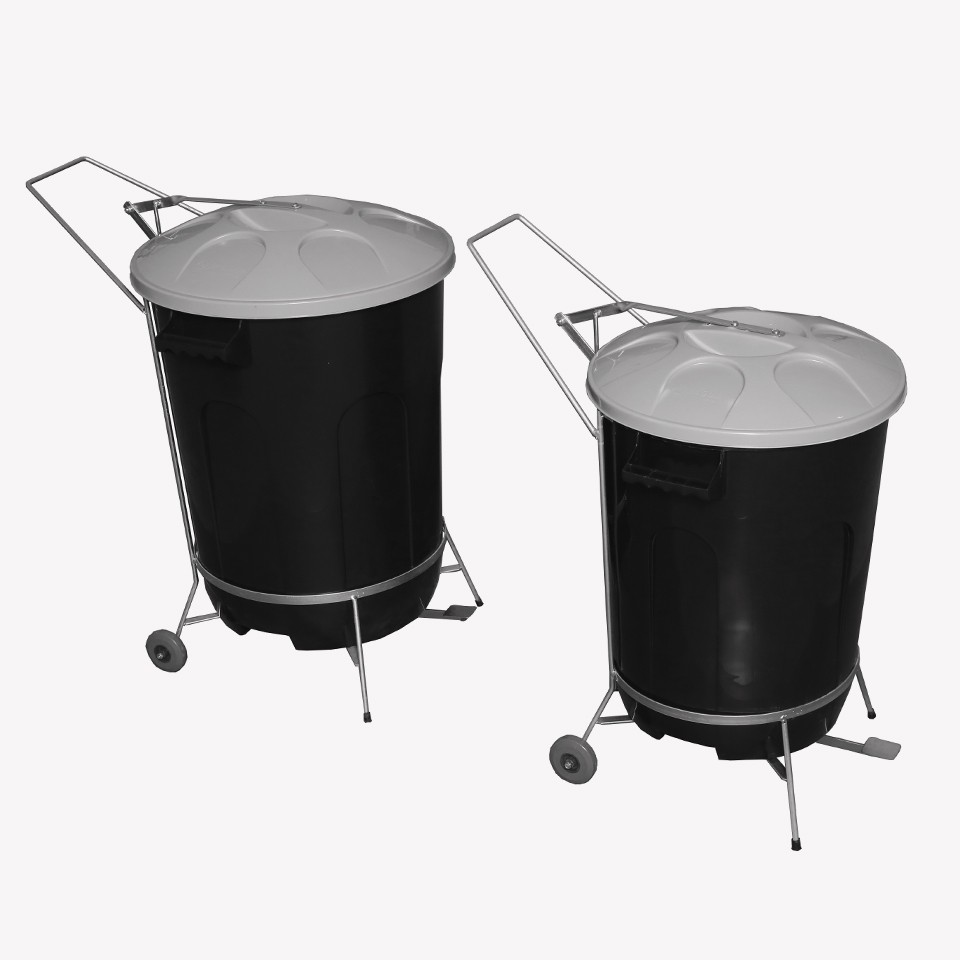 Suporte Pedal COM Lixeira JG 60 Litros com Rodízio