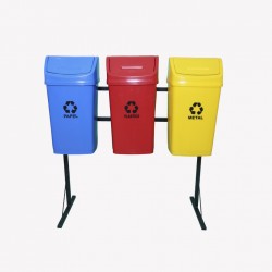 Suporte Seletivo COM 3 Lixeiras 50 Litros B Tampa vai e vem