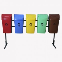 Suporte Seletivo COM 5 Lixeiras 50 Litros B Tampa vai e vem