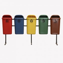 Suporte Seletivo Papeleira LP COM 5 Lixeiras 50 Litros