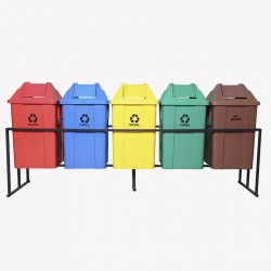 Suporte Seletivo Ecobox COM 5 Lixeiras 60 Litros J.