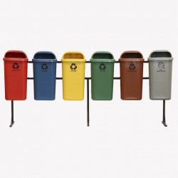 Suporte Seletivo Papeleira LP COM 6 Lixeiras 50 Litros