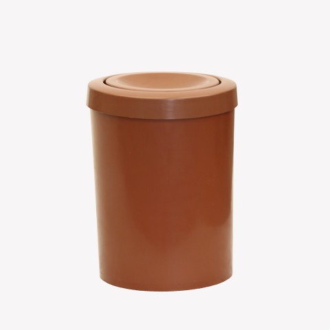 Lixeira cilíndrica 12 Litros marrom com tampa meia esfera 